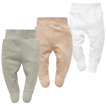   Pinokio - Lovely Day kisfiú háromrészes lábfejes baba nadrág szett szürke-bézs-fehér 56