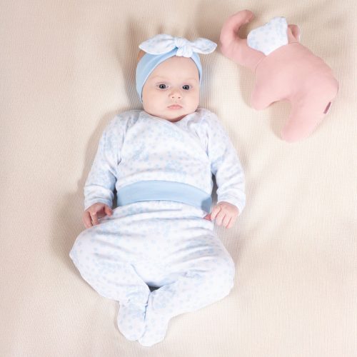 Nicol - Nelly háromrészes kislány pamut együttes virágok kék 56