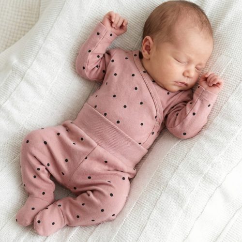 Pinokio - Tres Bien kétrészes kislány baba együttes pöttyös rózsaszín 68