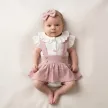 Zyzio & Zuzia kislány 3 részes muszlin baba szett bodyval, vállpántos szoknyával és hajpánttal púderrózsaszín 56