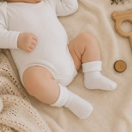 Zyzio & Zuzia uniszex fehér nyomásmentes baba zokni 3-6 hónap
