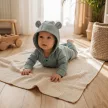 Zyzio & Zuzia kisfiú 2 részes baba melegítő szett gombos kapucnis felsővel és nadrággal tengerkék 56