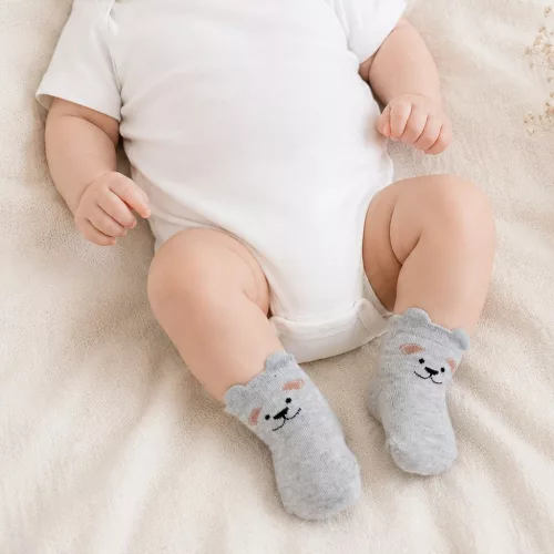 Zyzio & Zuzia kisfiú melírszürke macis baba zokni 6-12 hónap