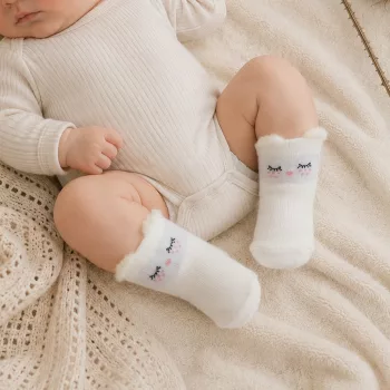   Zyzio & Zuzia uniszex ekrü bagoly mintás baba zokni 6-12 hónap