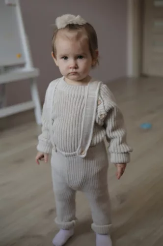 Zyzio & Zuzia kisfiú KAZUM bordázott kantáros babanadrág kapucsínóbarna 68/74