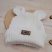 Zyzio & Zuzia uniszex KAZUM kötött baba sapka fülecskékkel kókuszkrém 56/62 (38-40 cm)