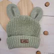 Zyzio & Zuzia kisfiú KAZUM kötött baba sapka fülecskékkel fűzöld 56/62 (38-40 cm)