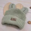 Zyzio & Zuzia kisfiú KAZUM kötött baba sapka fülecskékkel fűzöld 56/62 (38-40 cm)