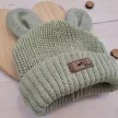 Zyzio & Zuzia kisfiú KAZUM kötött baba sapka fülecskékkel fűzöld 56/62 (38-40 cm)