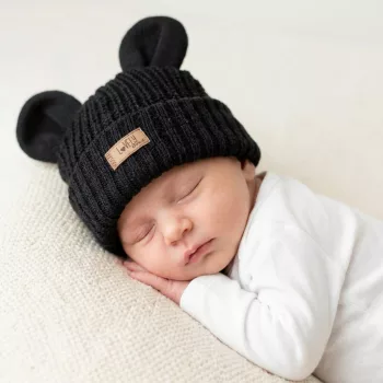   Zyzio & Zuzia kisfiú KAZUM kötött baba sapka fülecskékkel éjkék 56/62 (38-40 cm)