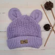 Zyzio & Zuzia kislány KAZUM kötött baba sapka fülecskékkel lágy lila 56/62 (38-40 cm)
