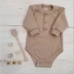 Zyzio & Zuzia kisfiú babával növekvő bordázott hosszú ujjú pamut body mokkabarna 56/62