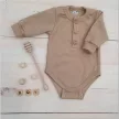 Zyzio & Zuzia kisfiú babával növekvő bordázott hosszú ujjú pamut body mokkabarna 56/62
