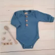 Zyzio & Zuzia kisfiú babával növekvő bordázott hosszú ujjú pamut body acélkék 68/74