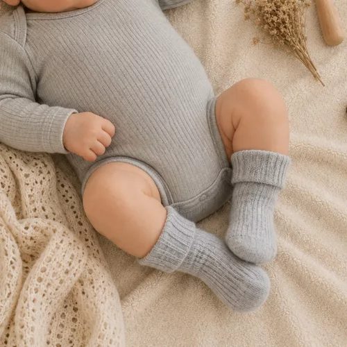 Zyzio & Zuzia kisfiú szürke nyomásmentes baba zokni 0-3 hónap