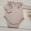 Zyzio & Zuzia kislány babával együtt növő hosszú ujjú body fodorral bézs 56/62