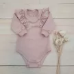 Zyzio & Zuzia kislány babával együtt növő hosszú ujjú body fodorral púderrózsaszín 56/62
