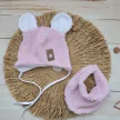 Zyzio & Zuzia kislány teddy anyagú baba sapka nyálkendővel rózsaszín 80/86