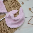 Zyzio & Zuzia kislány teddy anyagú baba sapka nyálkendővel rózsaszín 80/86