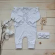 Zyzio & Zuzia kislány 2 részes elegáns pamut rugdalózó szett hajpánttal fehér 56