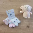 Zyzio & Zuzia kislány 3 pár bagolymintás pamut baba zokni ekrü-rózsaszín 0-6 hónap