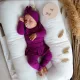 Zyzio & Zuzia kislány 3 részes baba szett bodyval, szoknyás leggingsszel és hajpánttal szilvalila 56