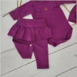 Zyzio & Zuzia kislány 3 részes baba szett bodyval, szoknyás leggingsszel és hajpánttal szilvalila 74