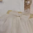 Zyzio & Zuzia kislány 3 részes tüllszoknyás baba együttes bodyval és hajpánttal krémszínű arany részletekkel 56