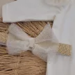 Zyzio & Zuzia kislány 3 részes tüllszoknyás baba együttes bodyval és hajpánttal krémszínű arany részletekkel 56
