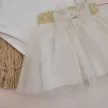 Zyzio & Zuzia kislány 3 részes tüllszoknyás baba együttes bodyval és hajpánttal krémszínű arany részletekkel 56