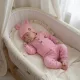 Zyzio & Zuzia kislány 3 részes bordázott baba szett bodyval és sapkával rózsaszín 62