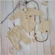 Zyzio & Zuzia uniszex 3 részes bordázott baba szett bodyval és sapkával bézs 62