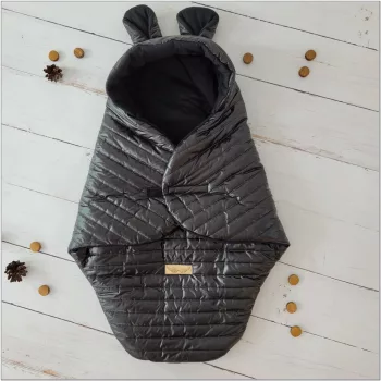   Zyzio & Zuzia kisfiú bélelt baba bundazsák autós hordozóba fekete 0-6 hónap